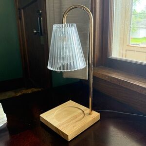 Gold and Glass Table Candle Warmer Lamp